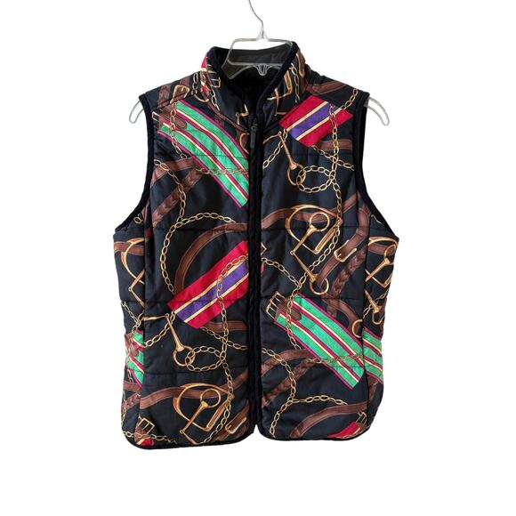 Lauren Ralph Lauren Vest Jacket Quilted Reversible Crest Equestrian Size L - Picture 1 of 6